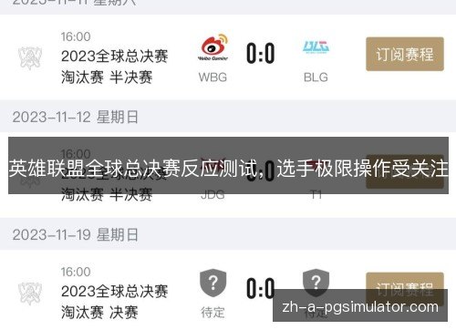 英雄联盟全球总决赛反应测试，选手极限操作受关注